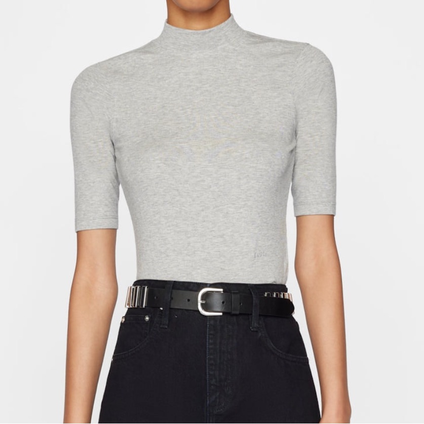 Banana Republic Mock Neck Knit Top In Gray
